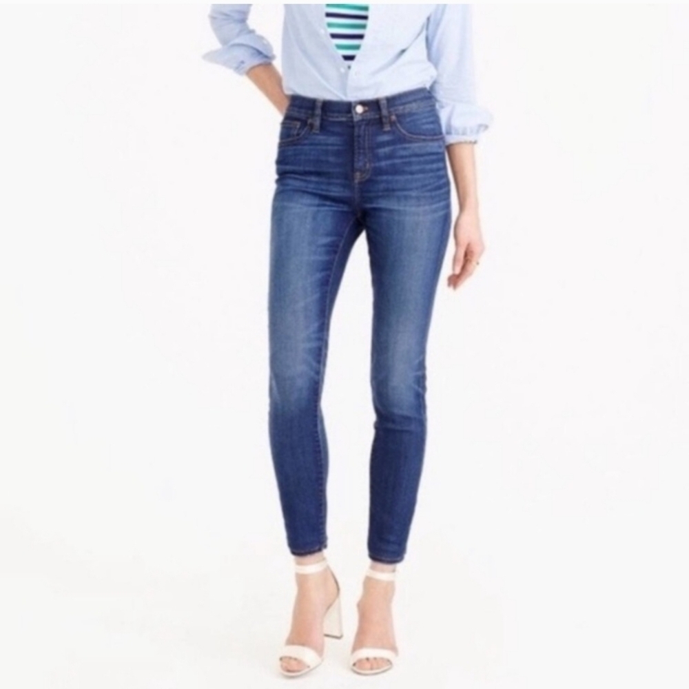 J. CREW Lookout Skinny 11" High Rise High Waist Medium Wash Blue Jeans 32T Tall